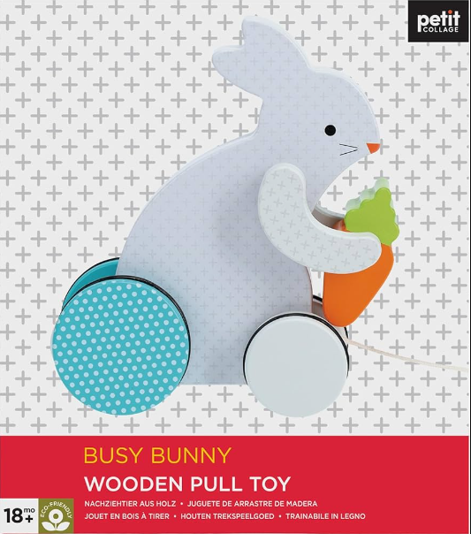 Petit Collage Busy Bunny Wooden Pull Toy Rosie Jane
